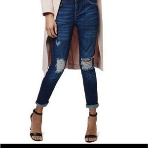 Topshop Moto Lucas Destroyed Slim Boyfriend‎ Jeans Sz 28 x 32